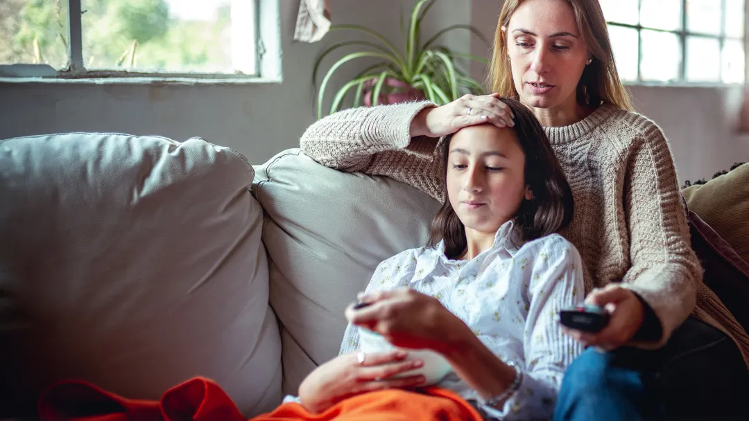 Mom with Sick Child at Home