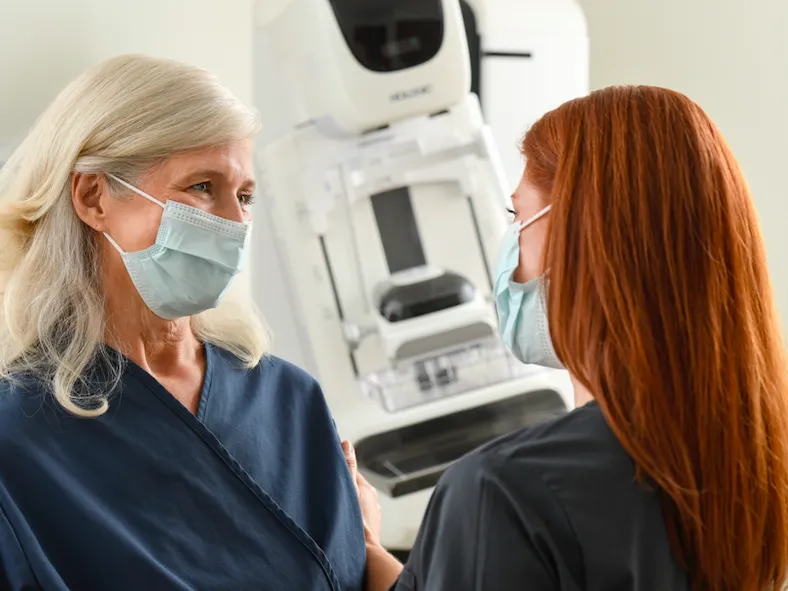 woman getting a mammogram